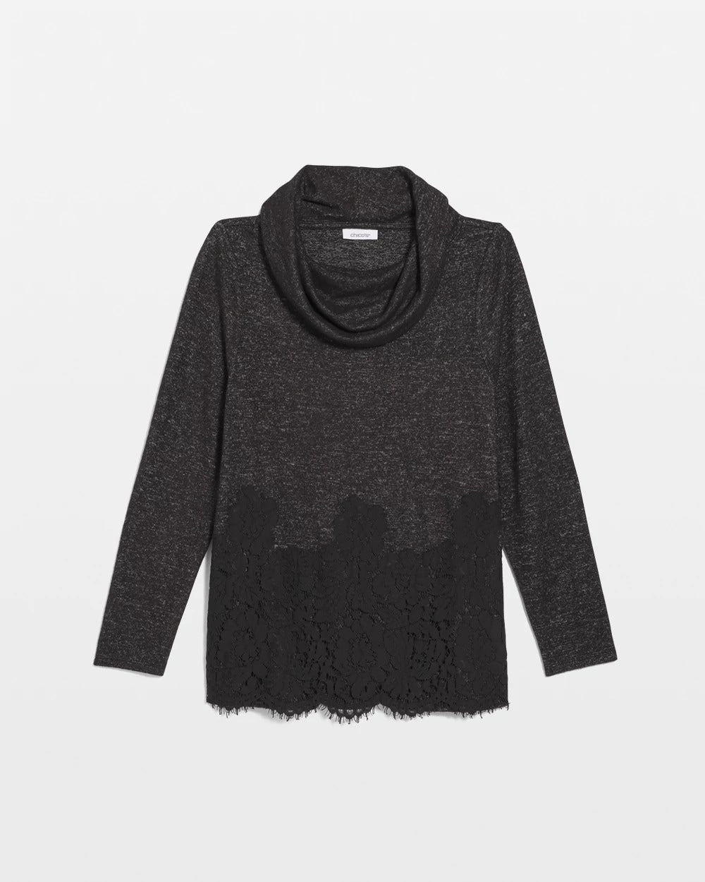 Chico's Lace Hem Cowlneck Top