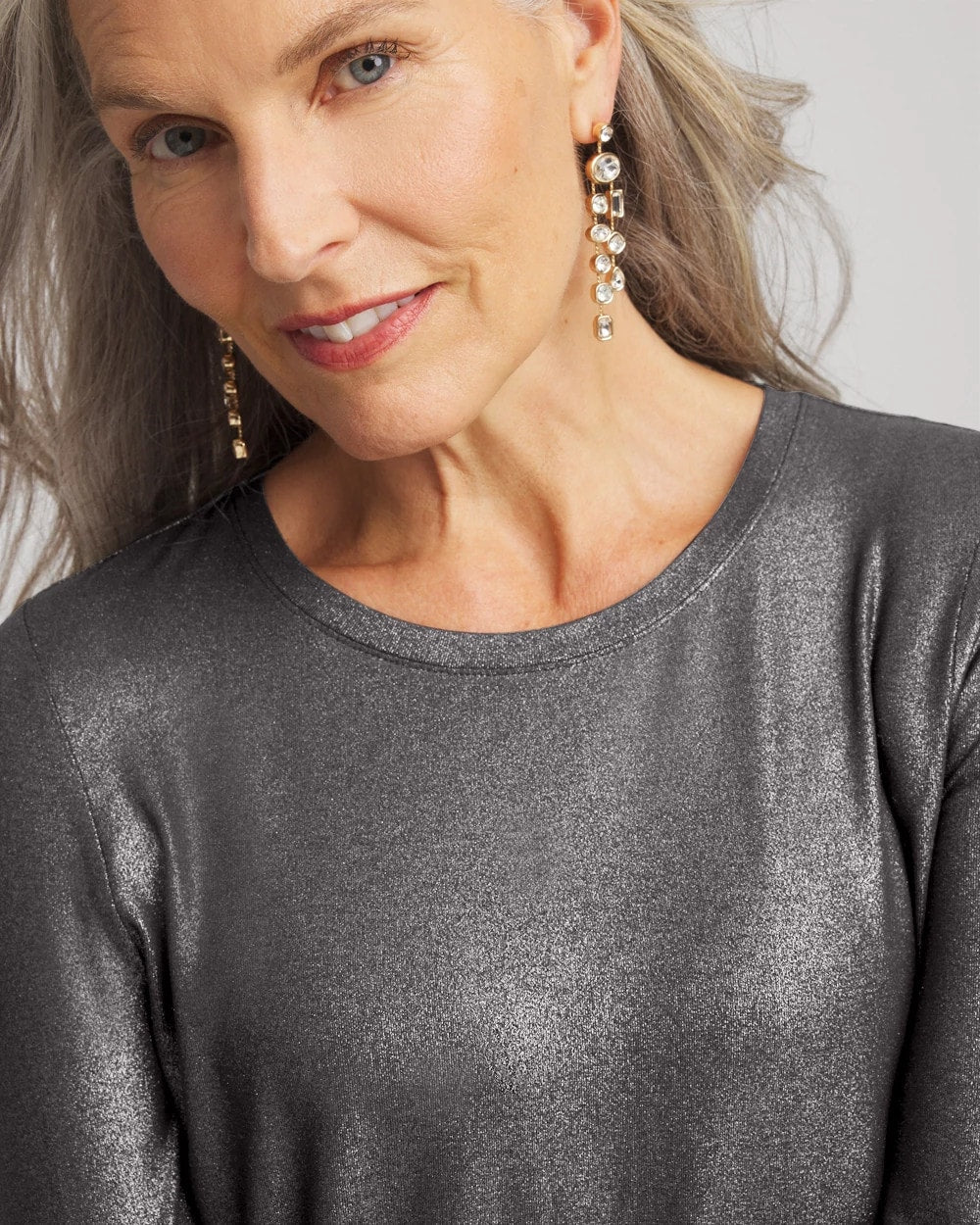 Chico's Touch of Cool™ Foil Long Sleeve Layering Tee