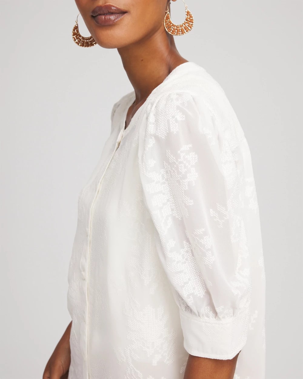 Chico's Chiffon Puff Sleeve Shirt