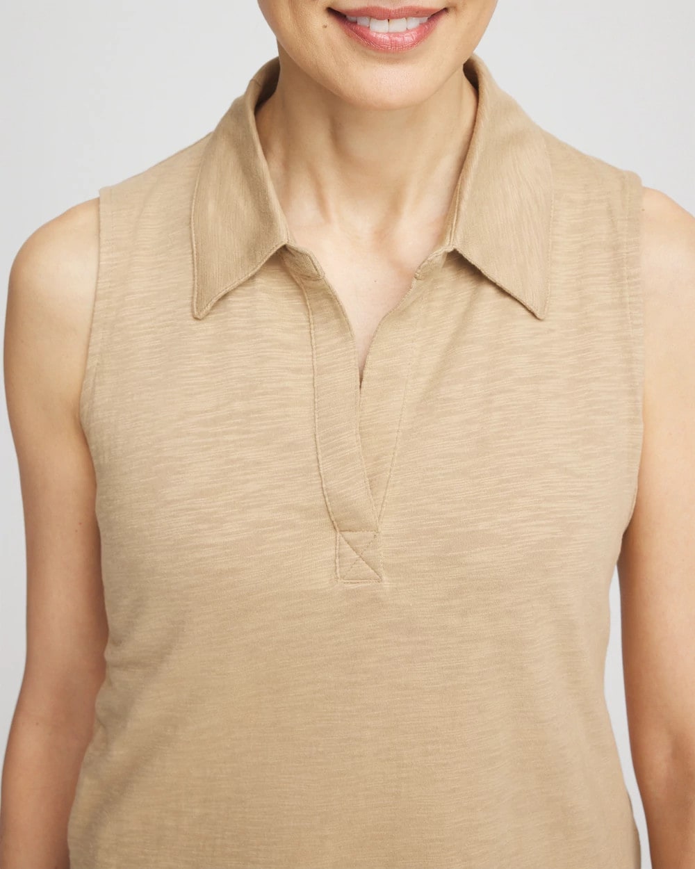 Chico's Slub Sleeveless Collared Tunic
