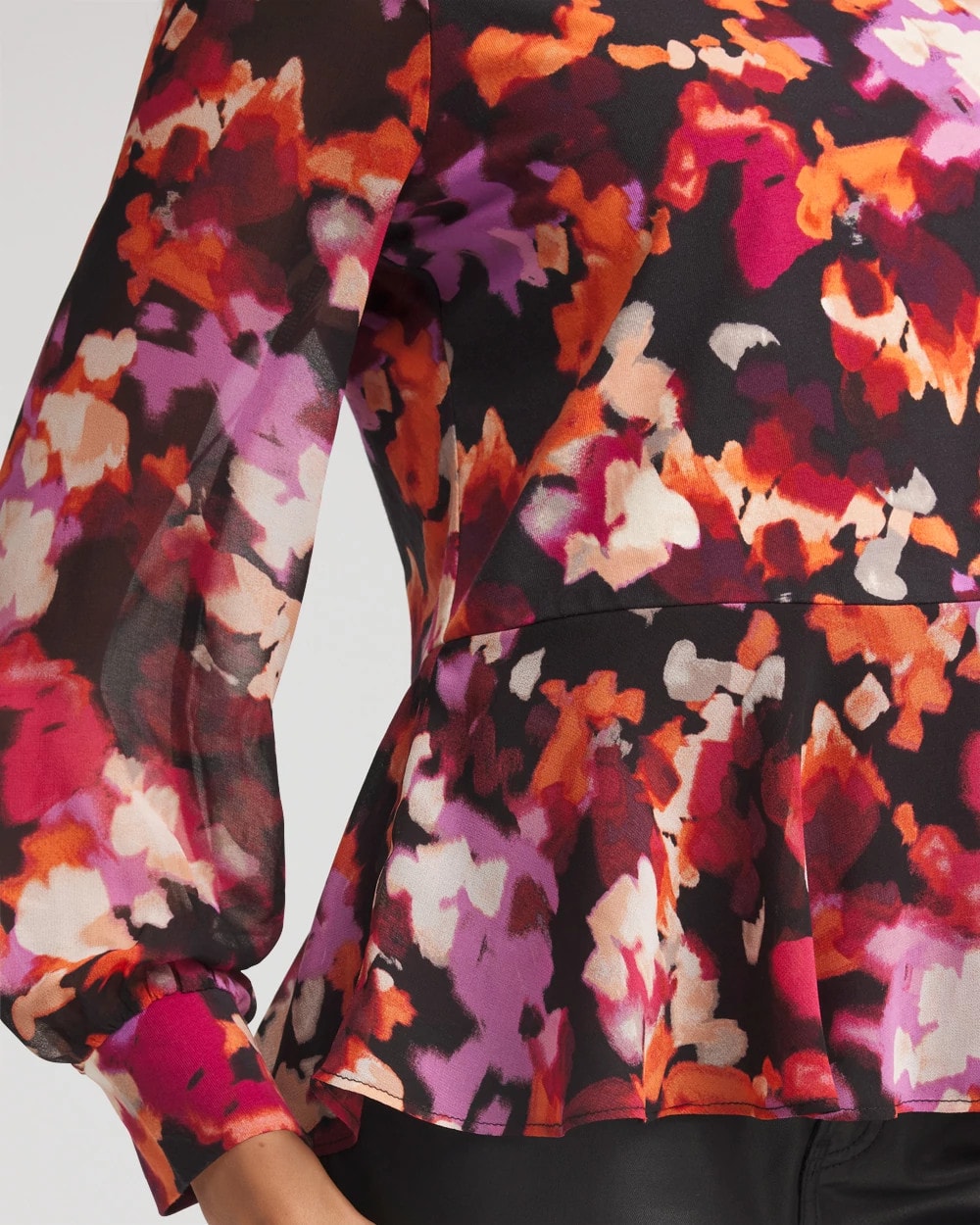 Chico's Printed Chiffon Peplum Top