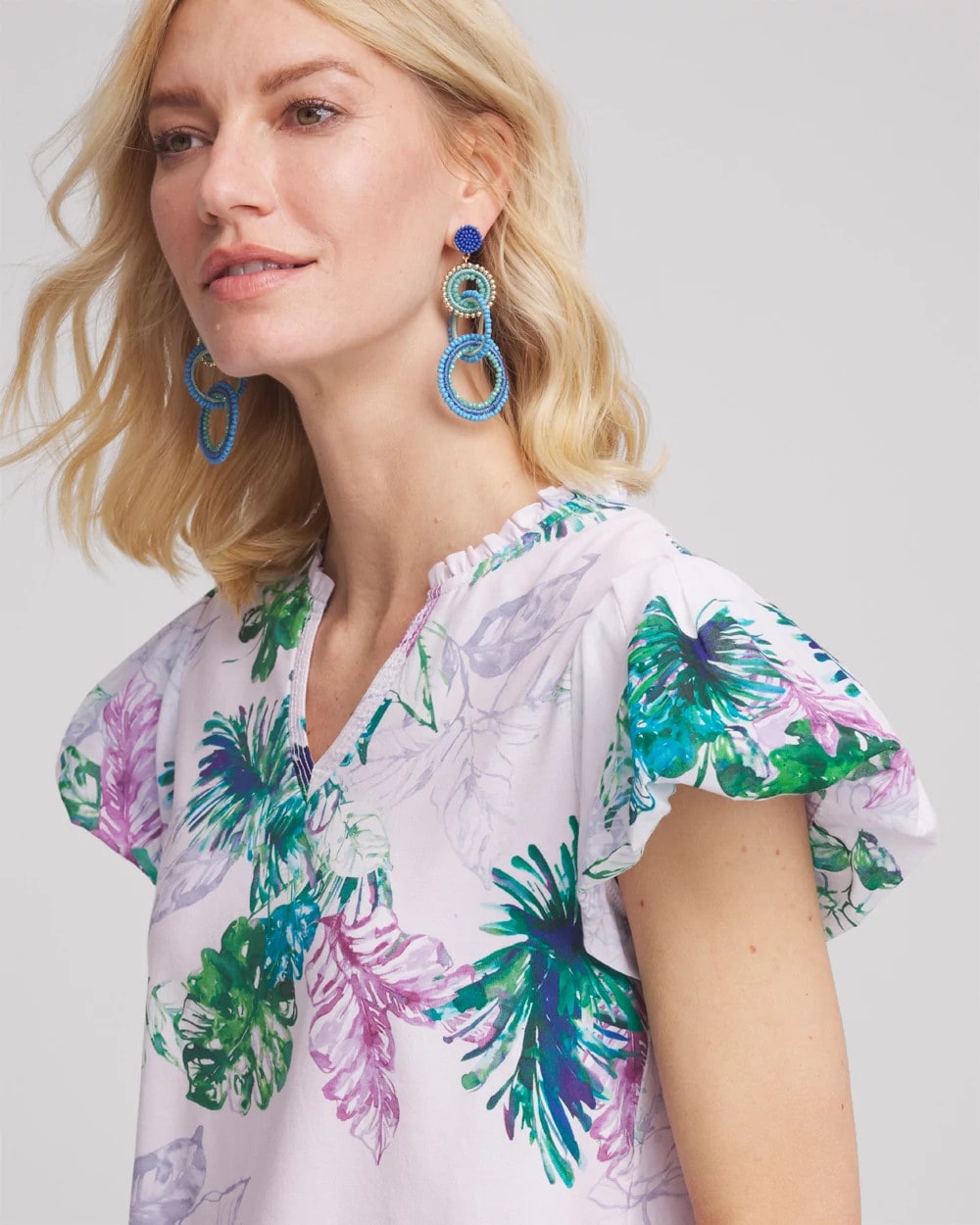Chico's Notch Neck Cap Sleeve Tee