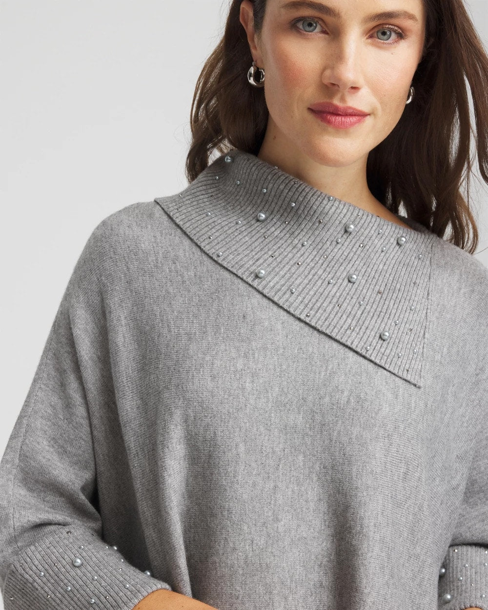 Chico's Embellished Sweater Poncho