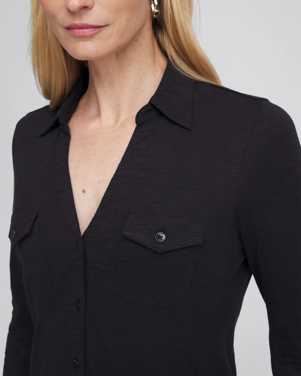 Chico's Collared Henley Shirt