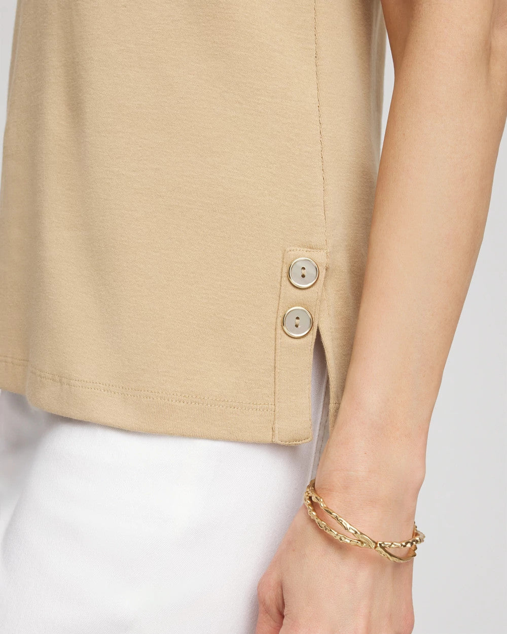 Chico's Sleeveless V-Neck Button Tank