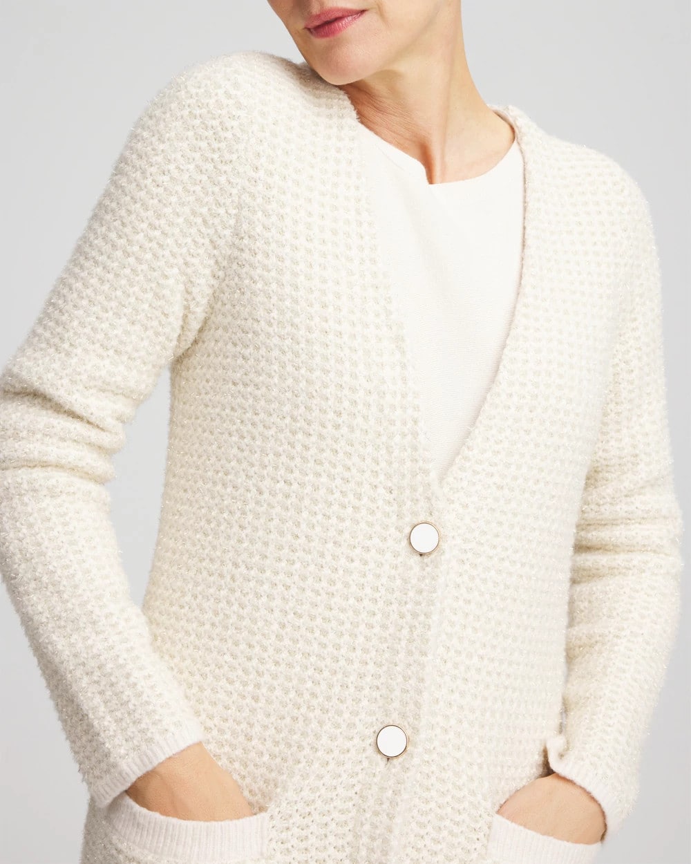 Chico's Fur Trim Cardigan