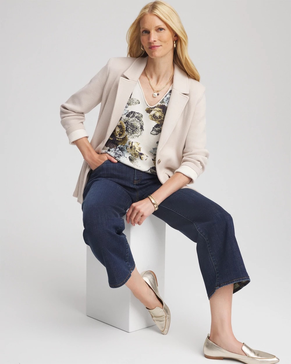 Chico's Single-Breasted Sweater Blazer