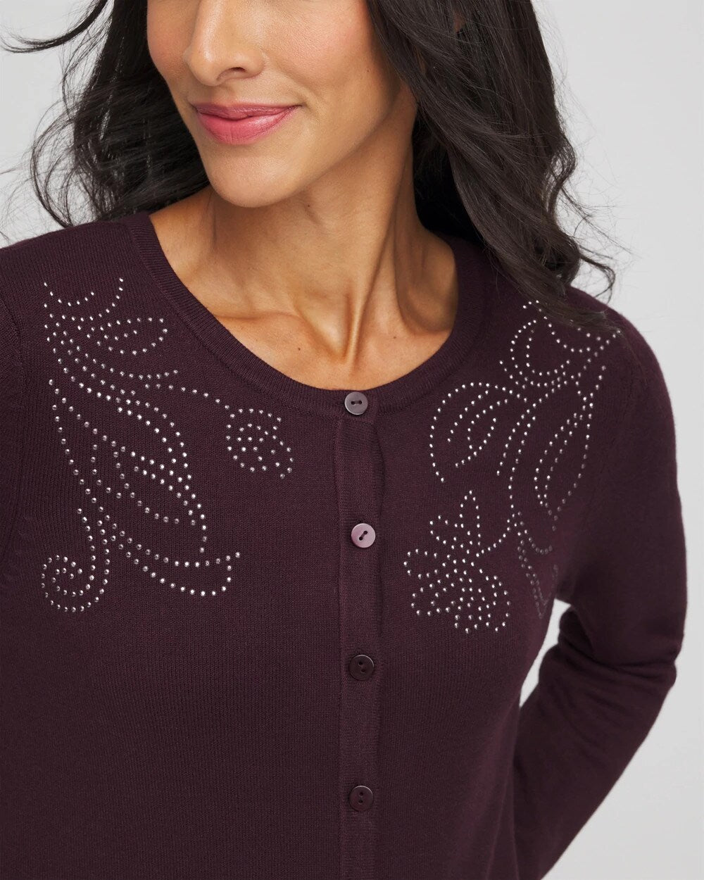 Chico's Embellished Crewneck Cardigan
