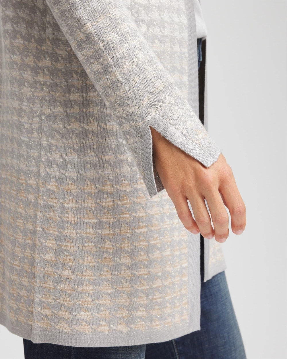 Chico's Metallic Herringbone Cardigan