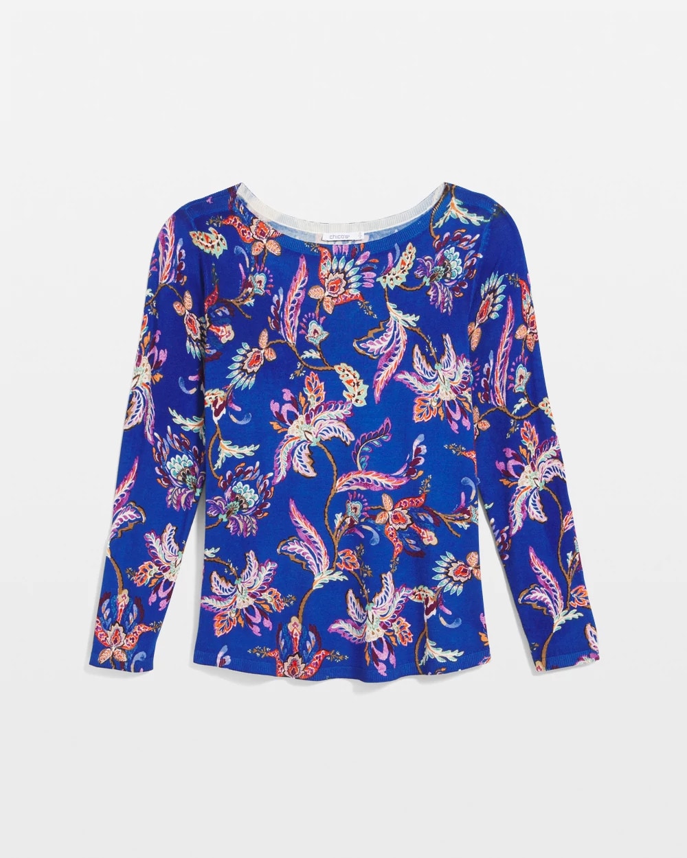 Chico's Ella Boatneck Printed Pullover Sweater