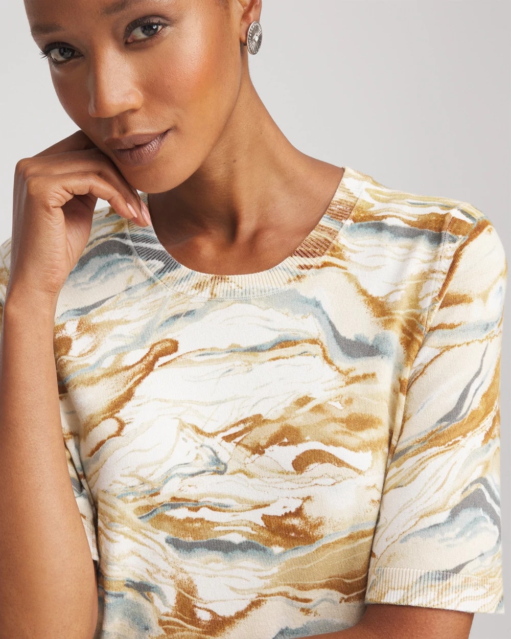 Chico's Printed Crewneck Sweater