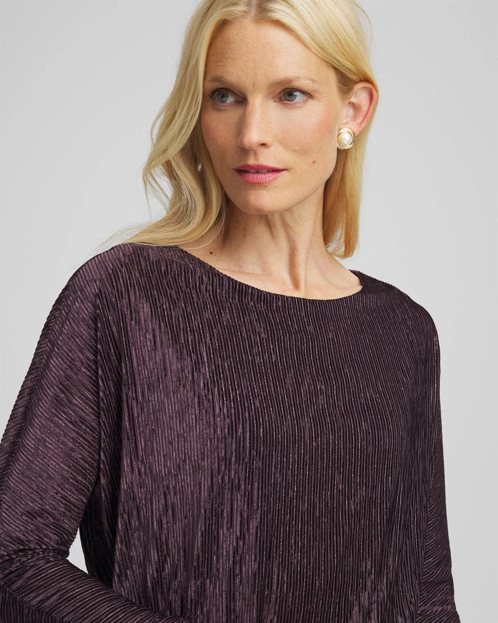 Chico's Crinkle Velvet Banded-Bottom Top
