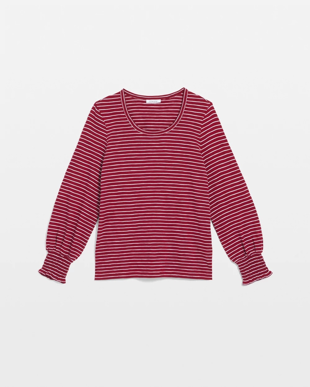 Chico's Smocked-Sleeve Cotton-Slub Tee