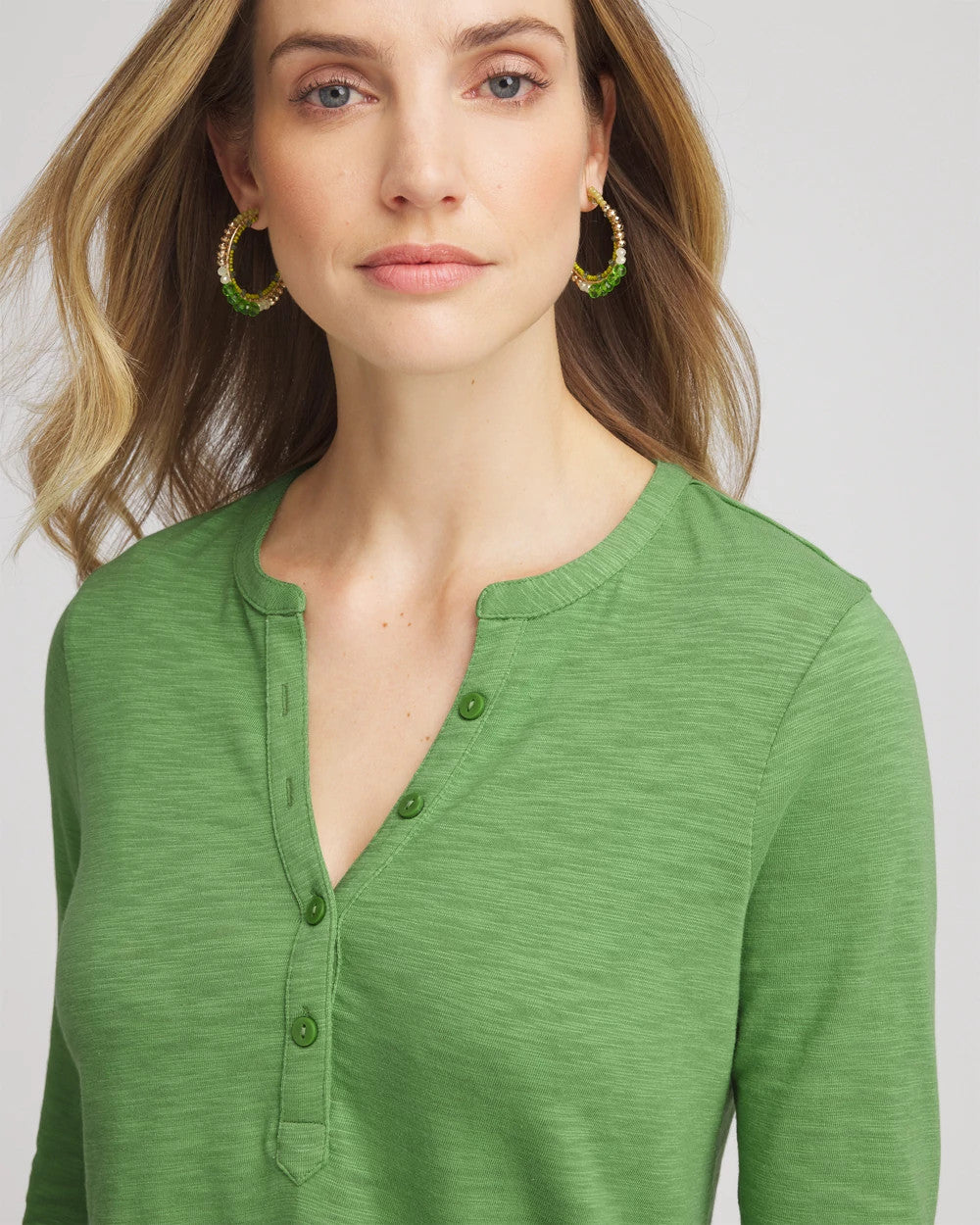 Chico's Cotton Slub Henley Shirt