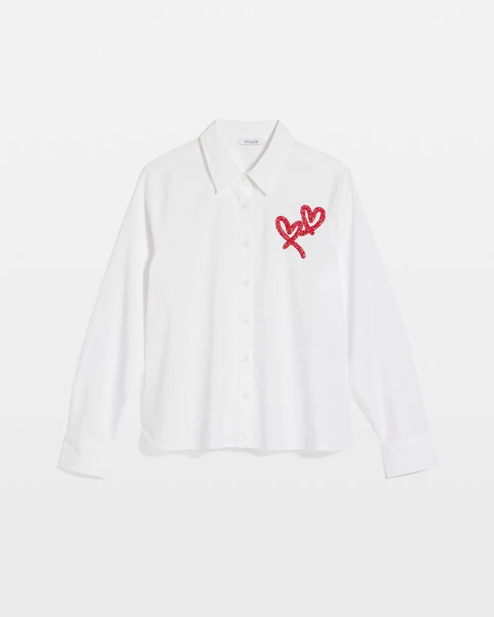 Chico's Crystal Heart Poplin Shirt