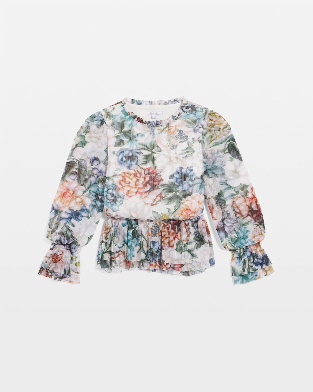 Chico's Rose Print Crinkle Top