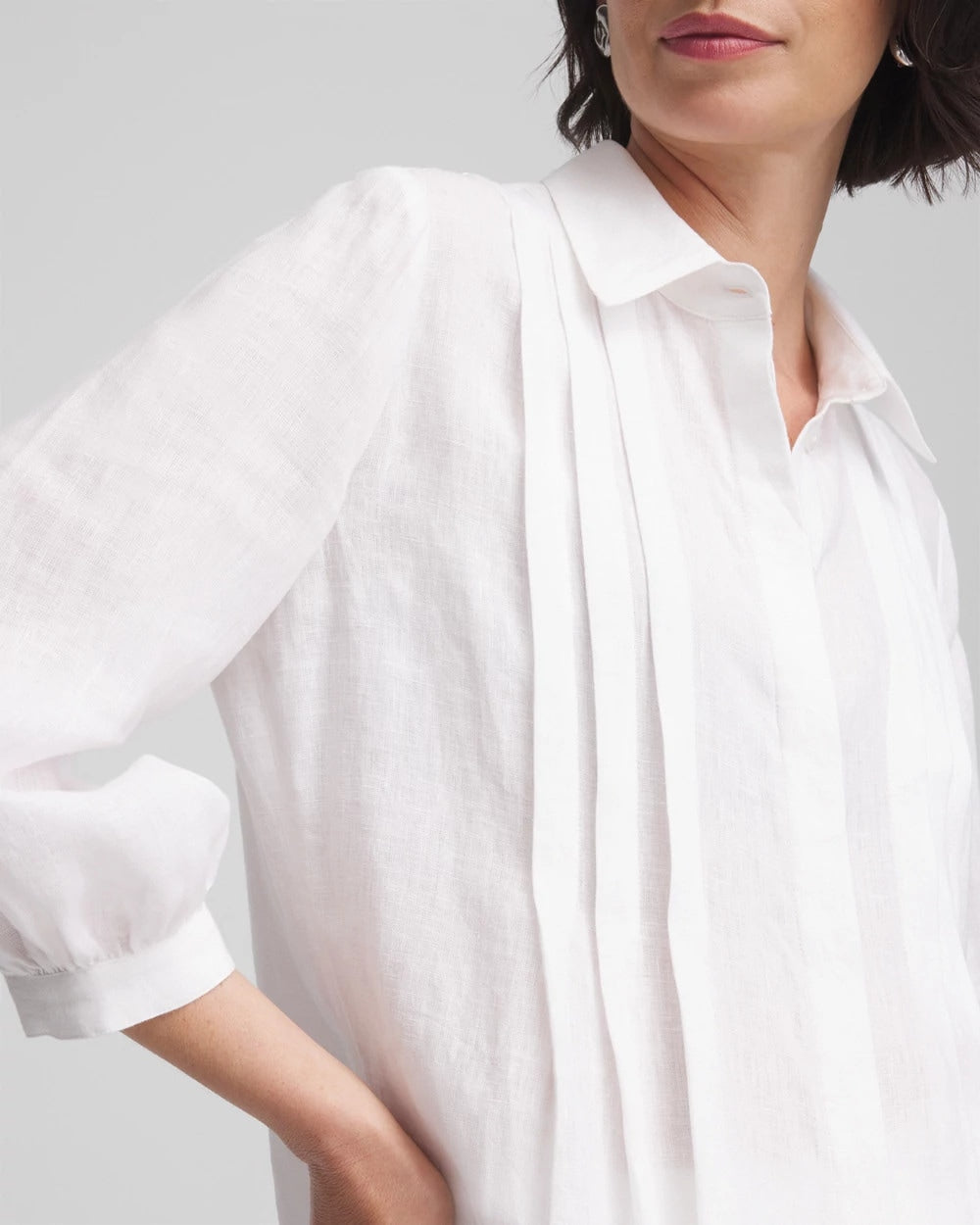 Chico's Pintuck Placket Linen Tunic