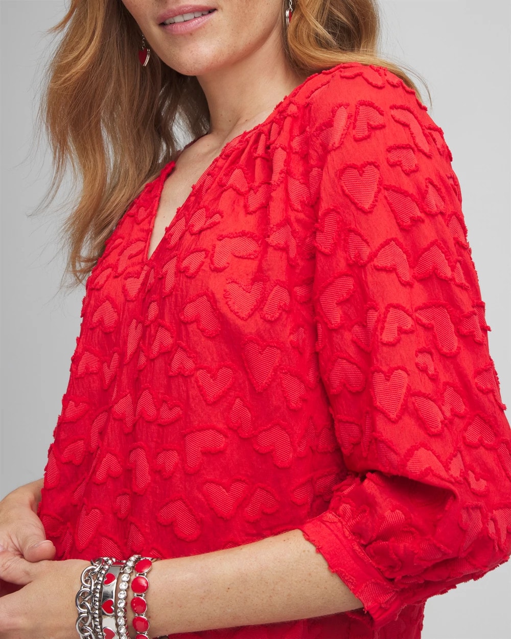 Chico's Embellished Valentine's Day Blouse