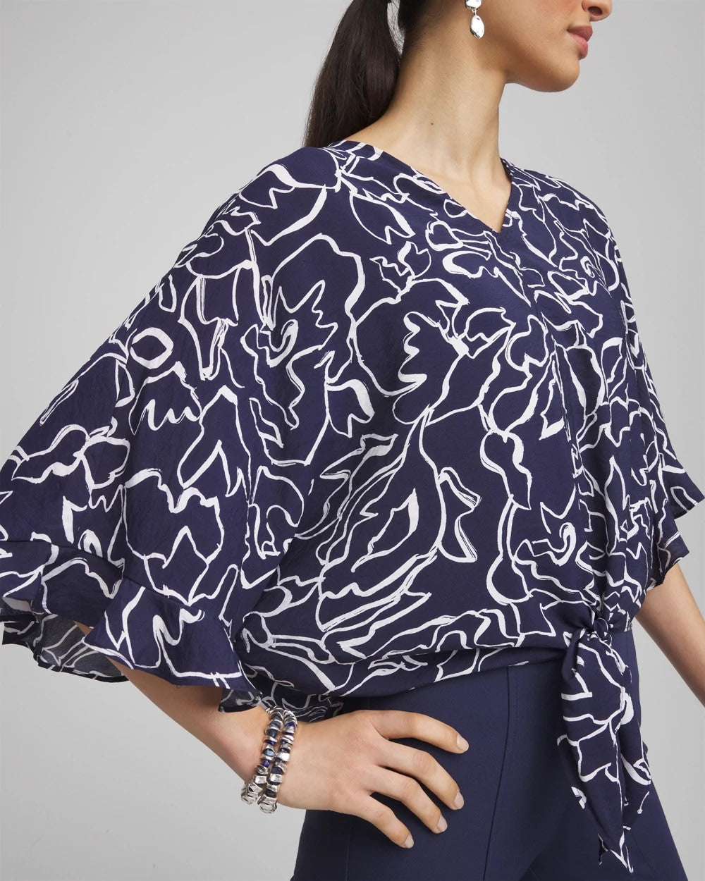 Chico's Ecovero™ Tie-Front Frill Sleeve Blouse