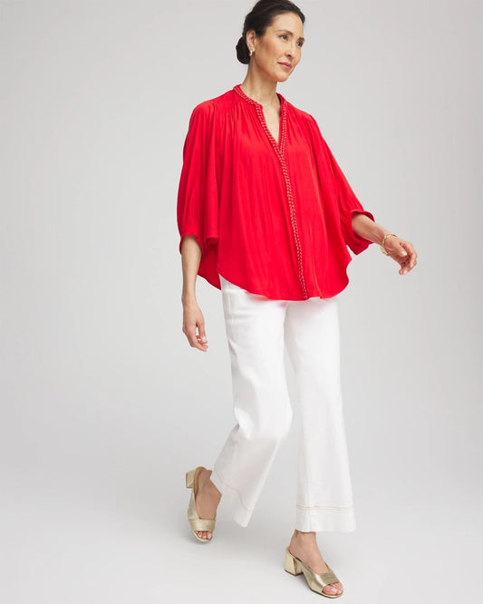 Chico's Braided Batwing Blouse