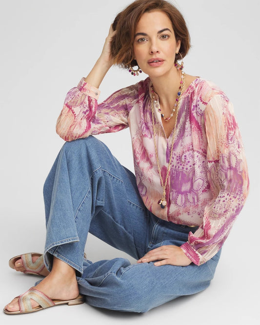 Chico's Georgette Pintuck Blouse
