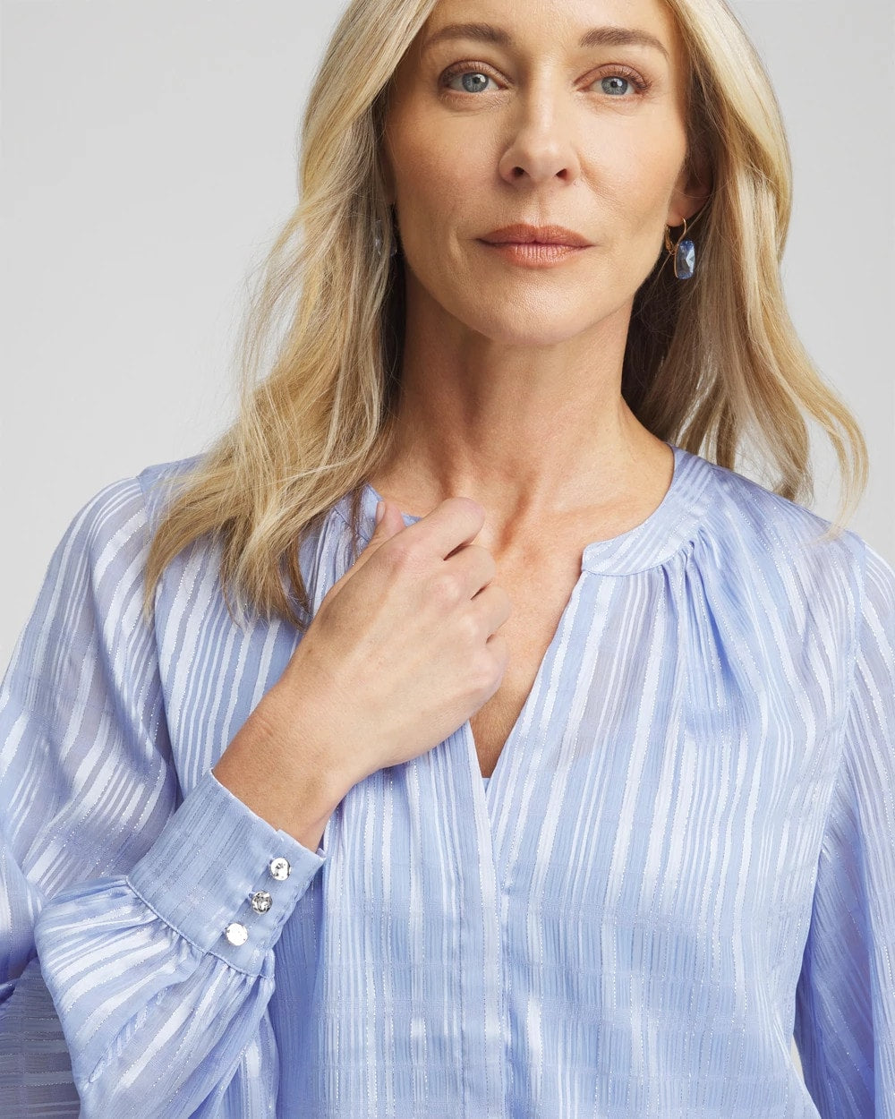 Chico's Split Neck Crinkle Blouse