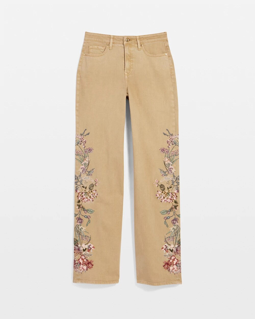 Chico's Embroidered High-Rise Wide-Leg Jeans