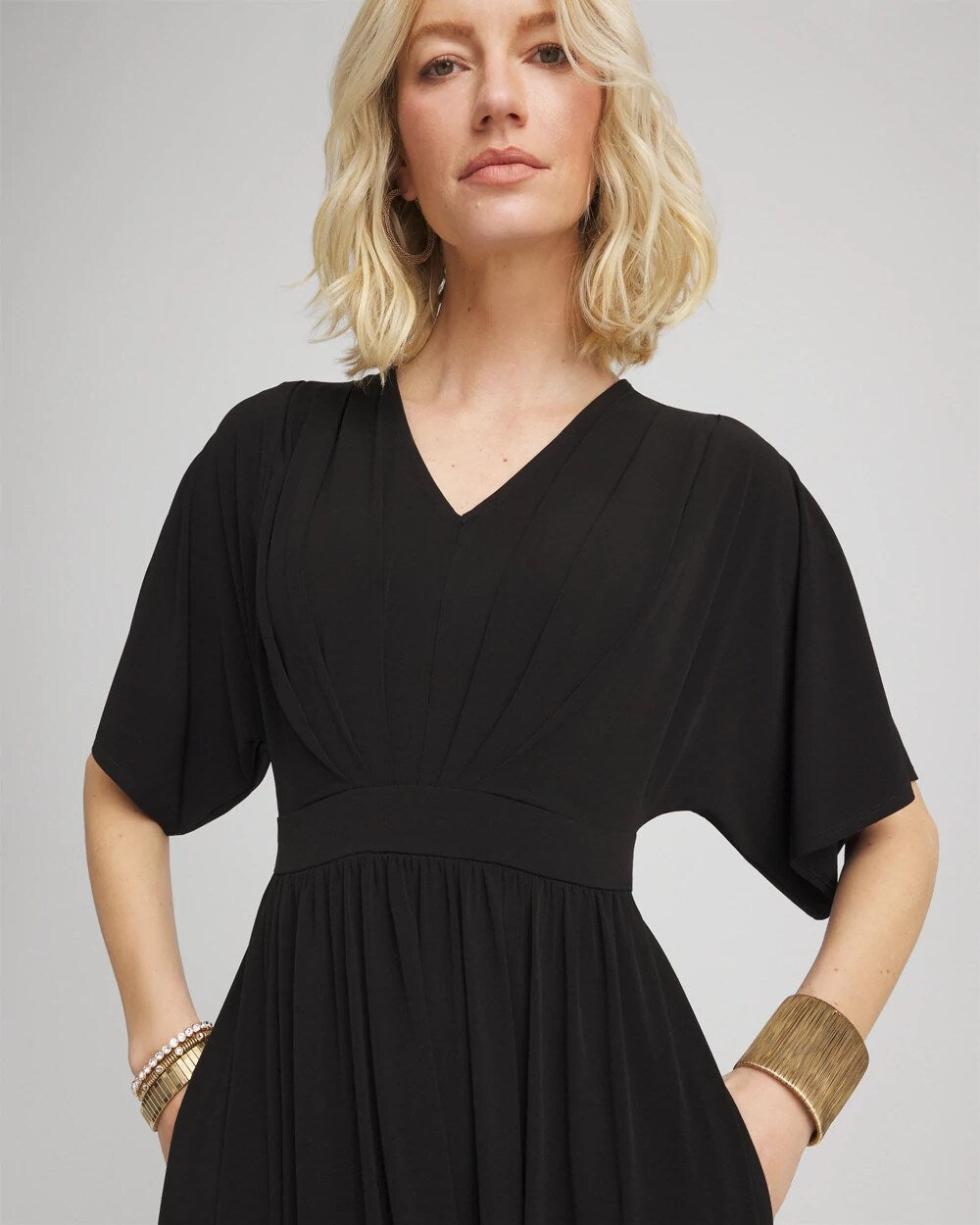 Chico's Flutter-Sleeved Jersey Maxi Dress