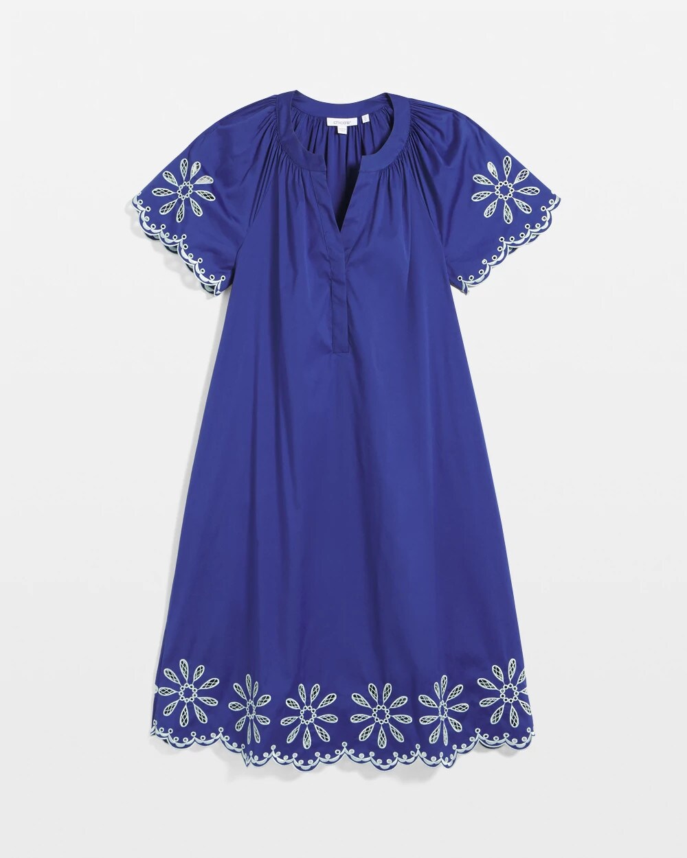 Chico's Embroidered Poplin Popover Dress