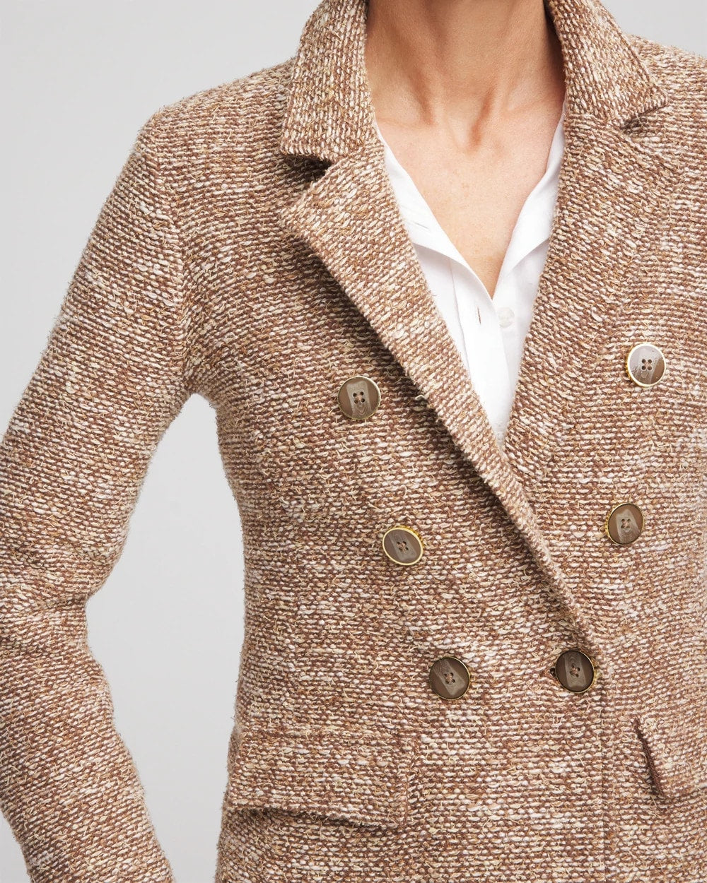 Chico's Tweed Double-Breasted Blazer