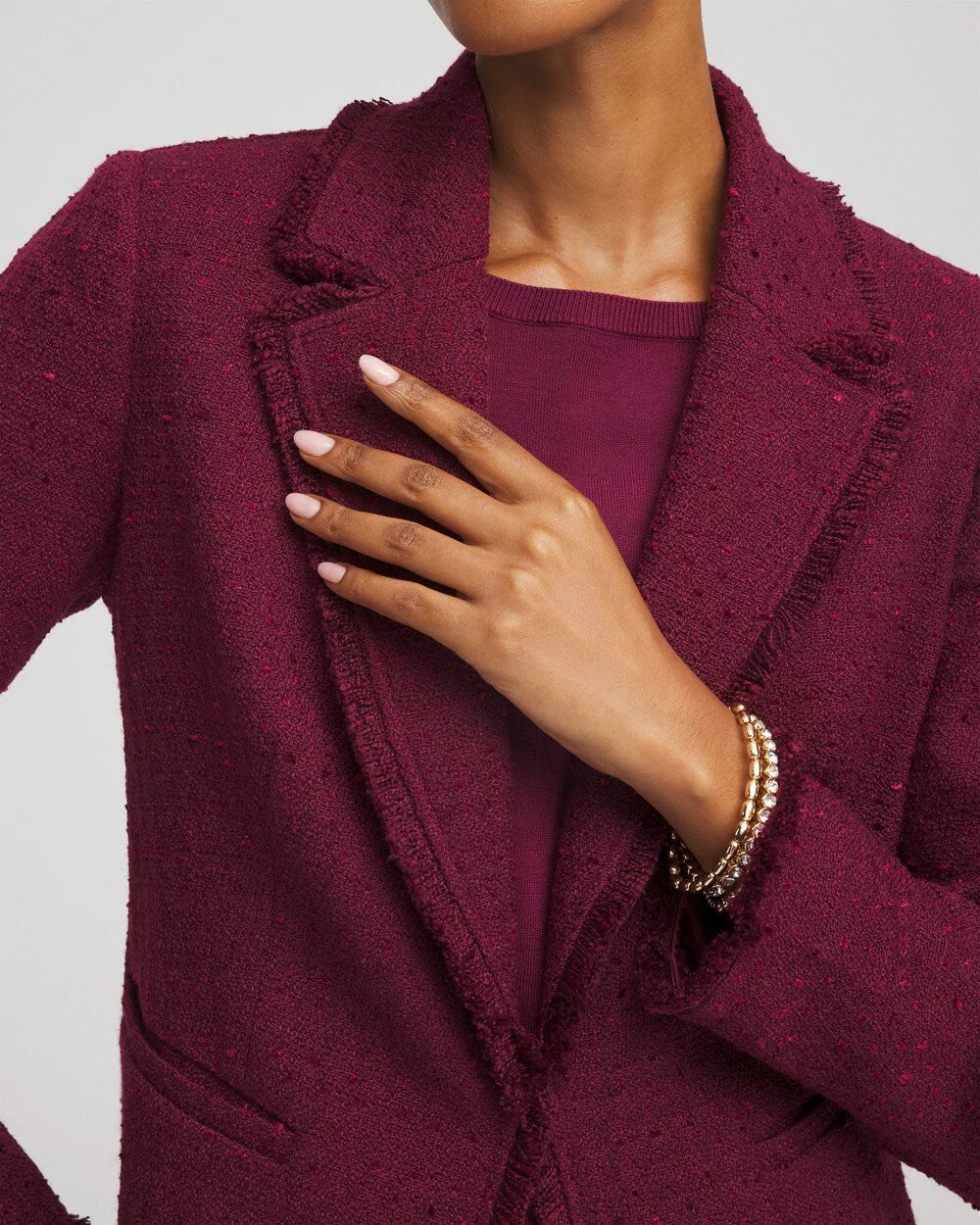Chico's Tweed Fringe Blazer