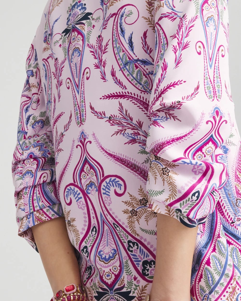 Chico's Ruched Sleeve Paisley Blazer