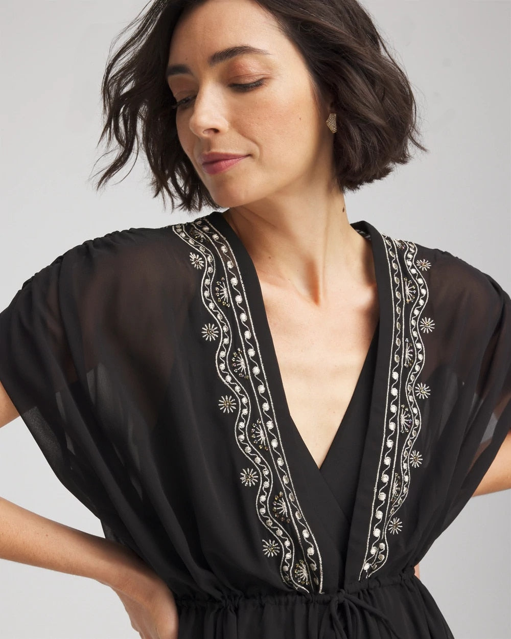 Chico's Miraclesuit® Beach Embroidered Long Kimono