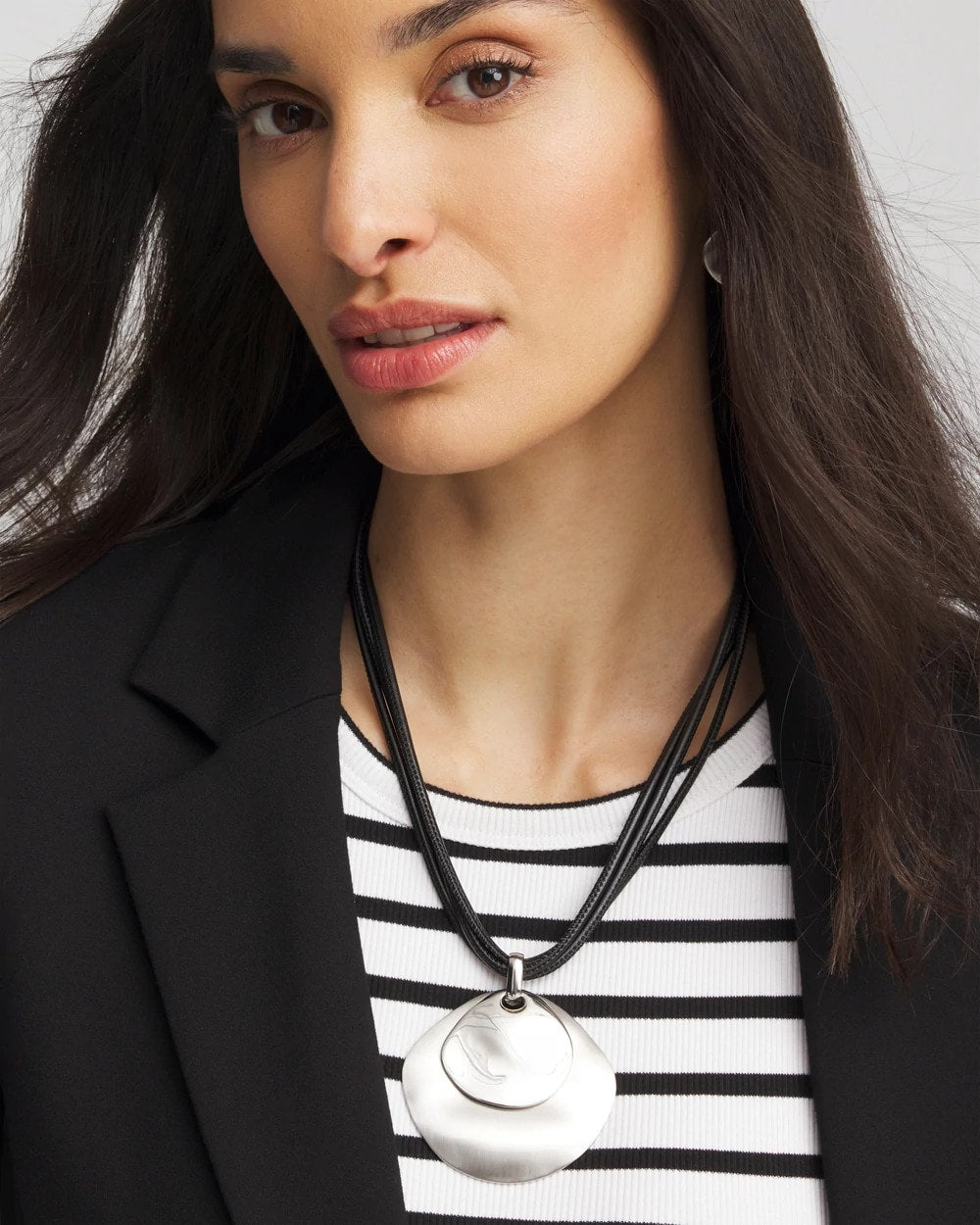 Chico's Silver Pendant On Cord