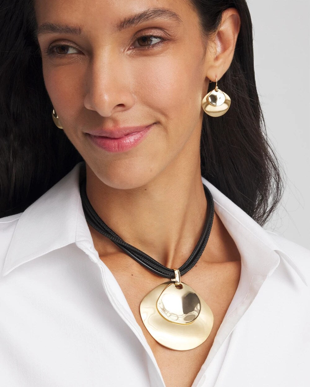 Chico's Gold Pendant On Cord