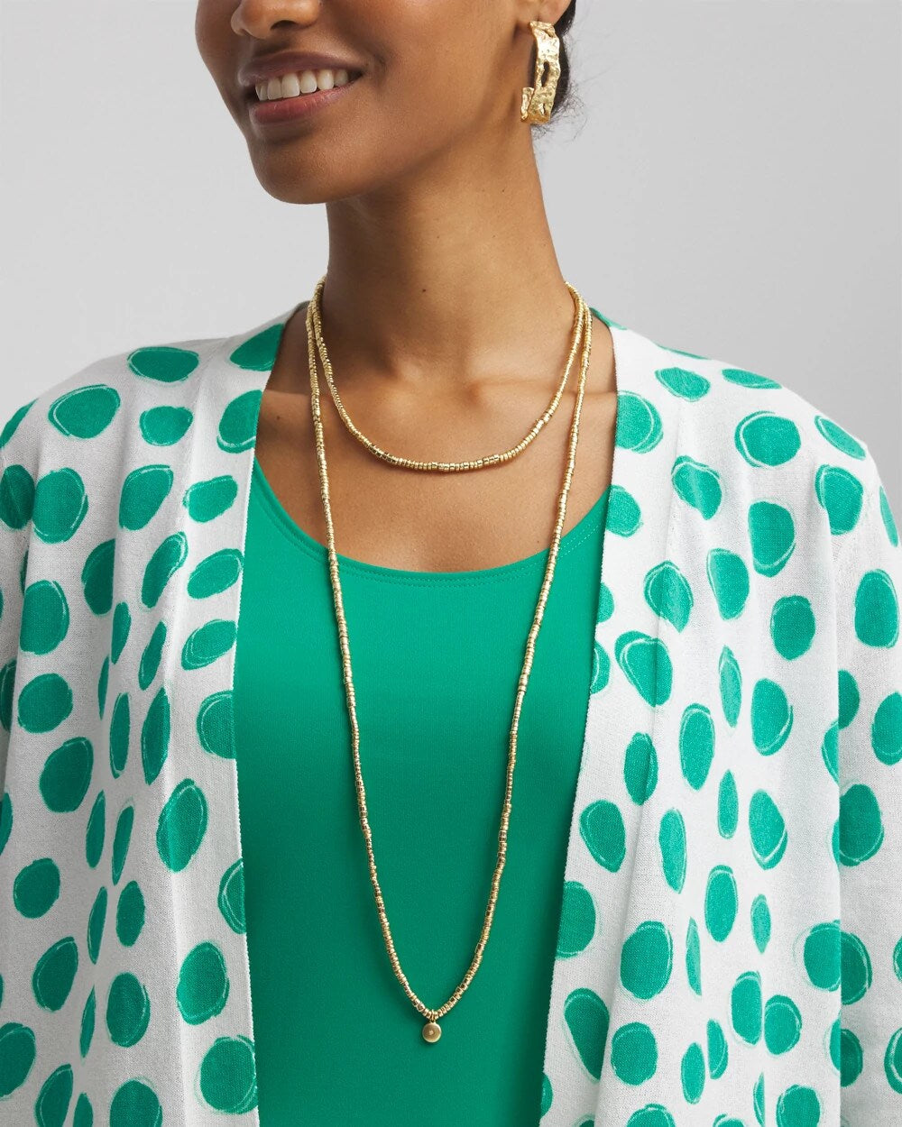 Chico's Long Goldtone Seed Bead Necklace