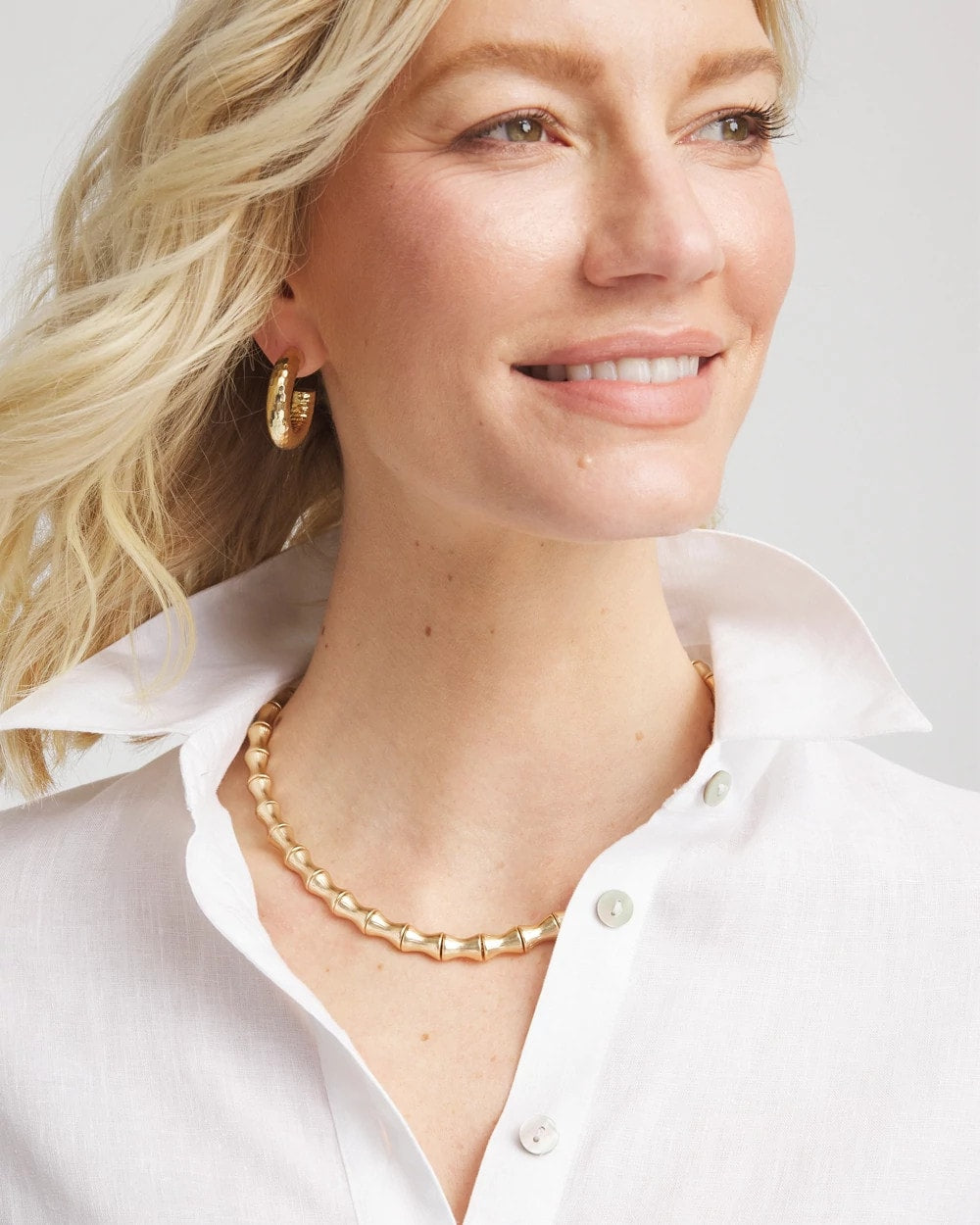 Chico's Golden Bamboo Collar Necklace