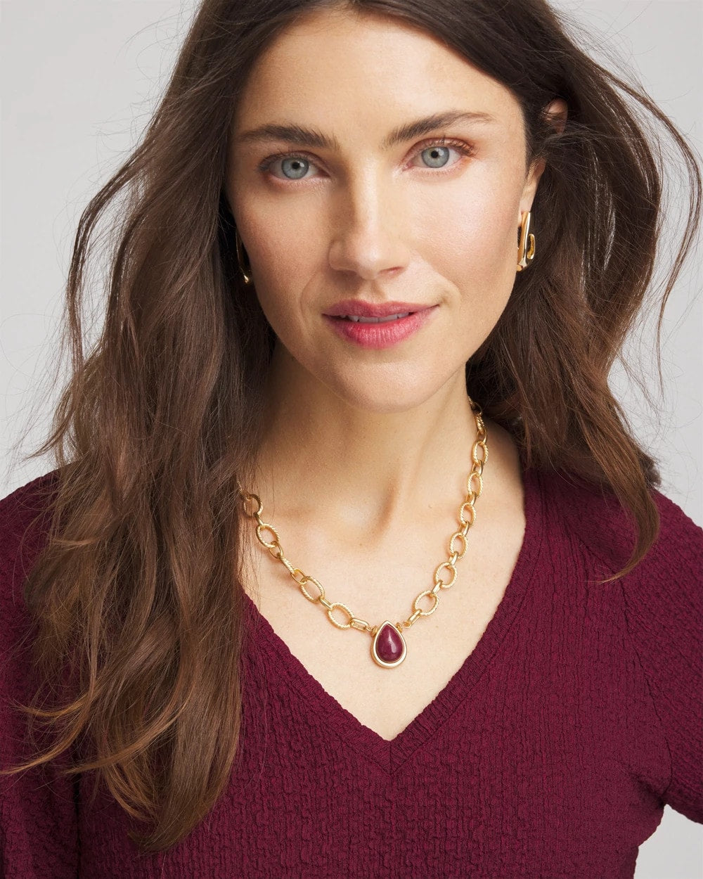 Chico's Convertible Three-Strand Stone Pendant Necklace