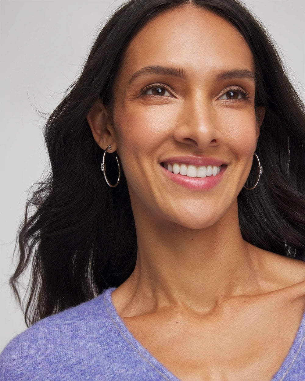 Chico's Silver Oval Hoop Earrings