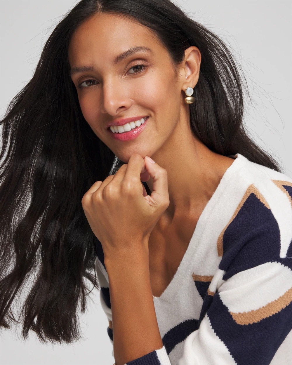 Chico's White & Gold Mini Stud Earrings