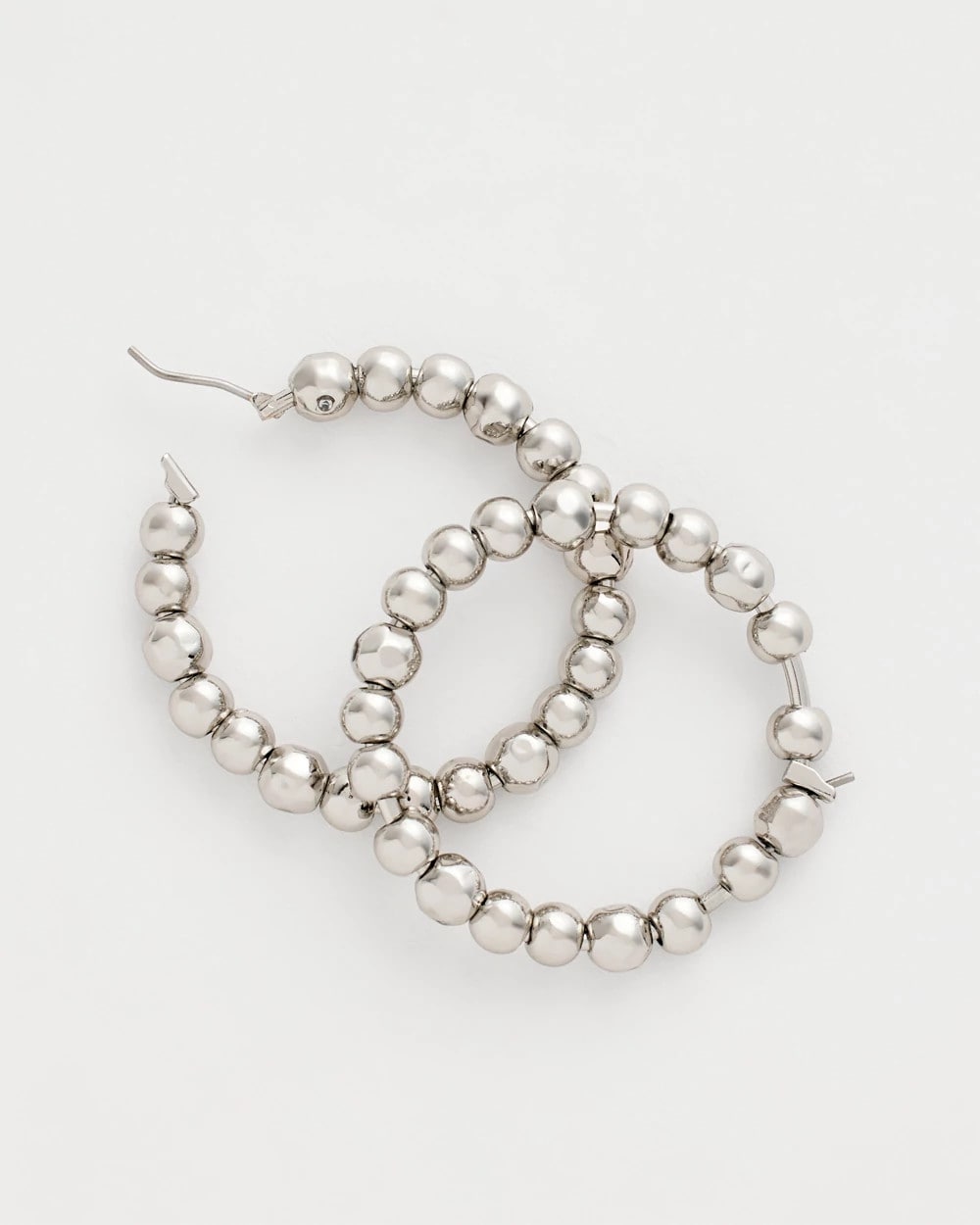 Chico's Silvertone Beaded Hoop Earrings