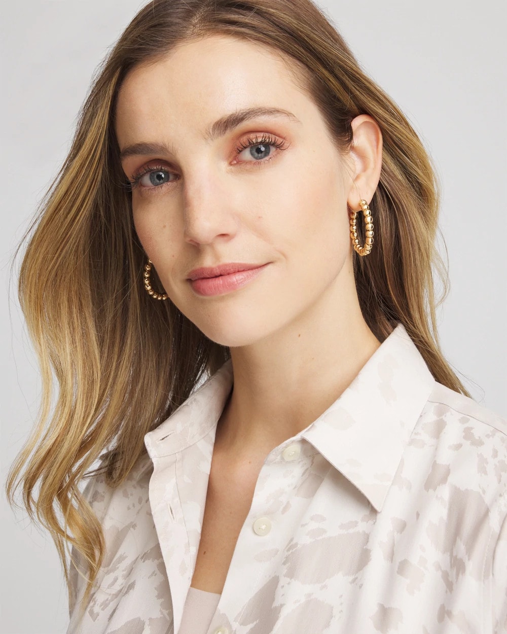 Chico's No Droop® Golden Beaded Hoop Earrings