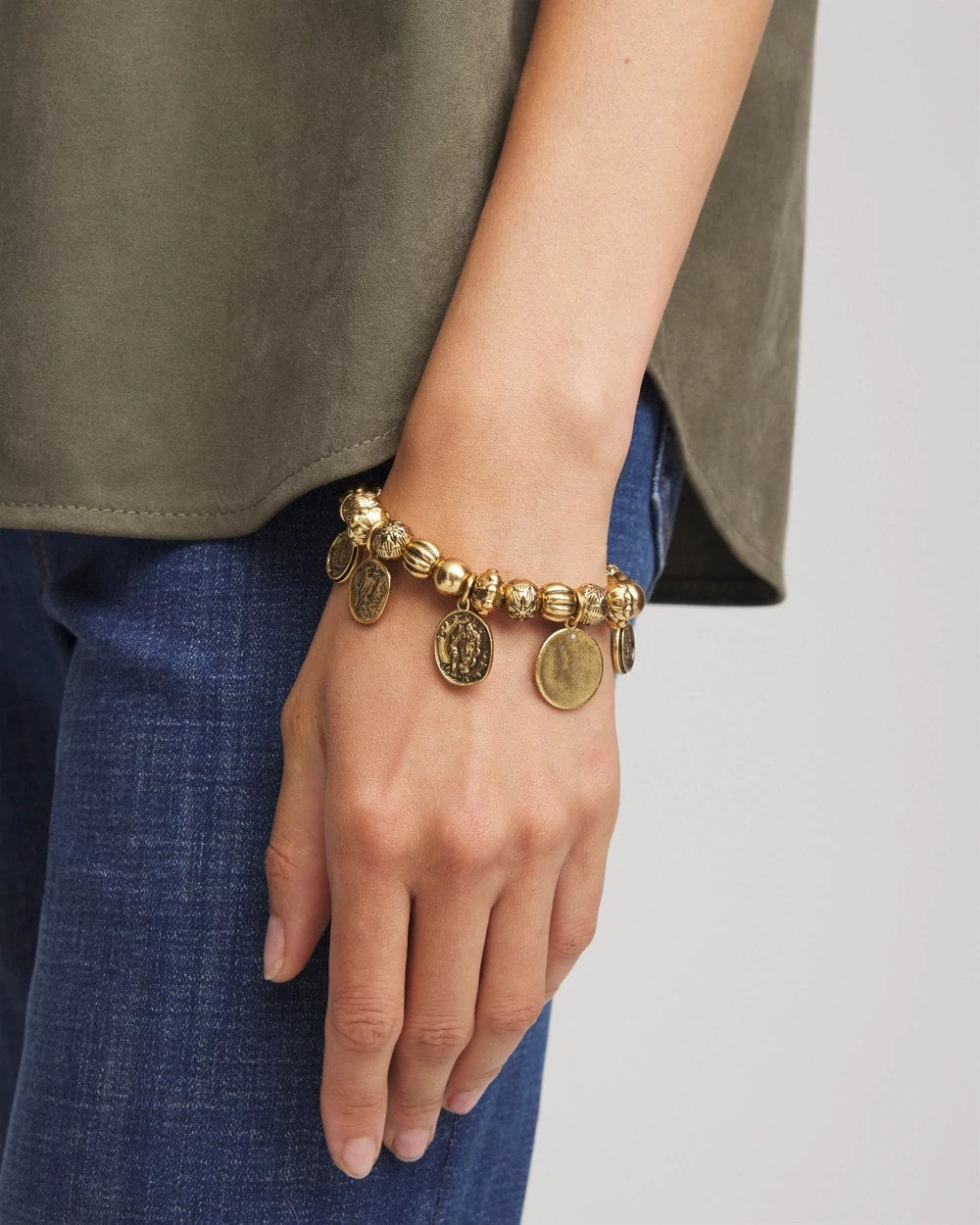 Chico's Coin Charm Stretch Bracelet