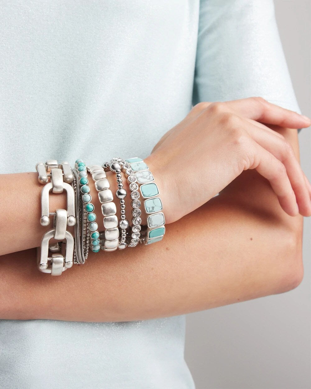 Chico's Silvertone Link Chain Bracelet