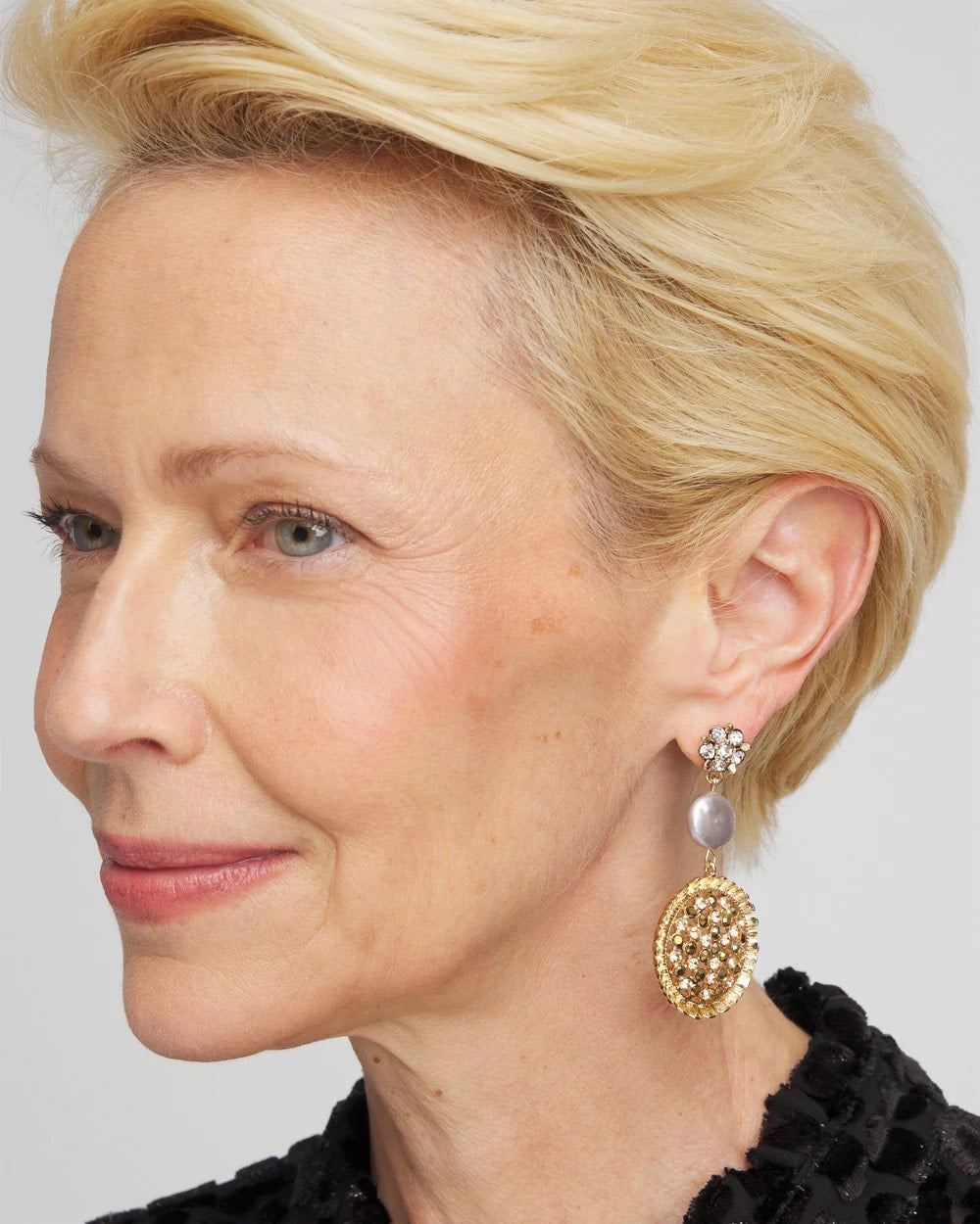 Chico's Gold Medallion Drop Earrings