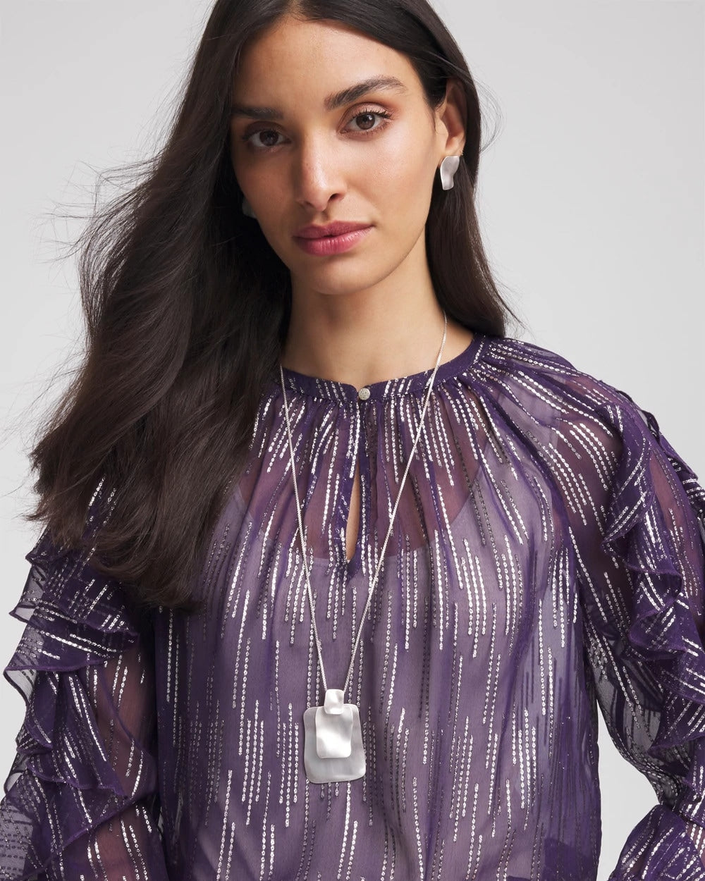 Chico's Adjustable Square Pendant Necklace