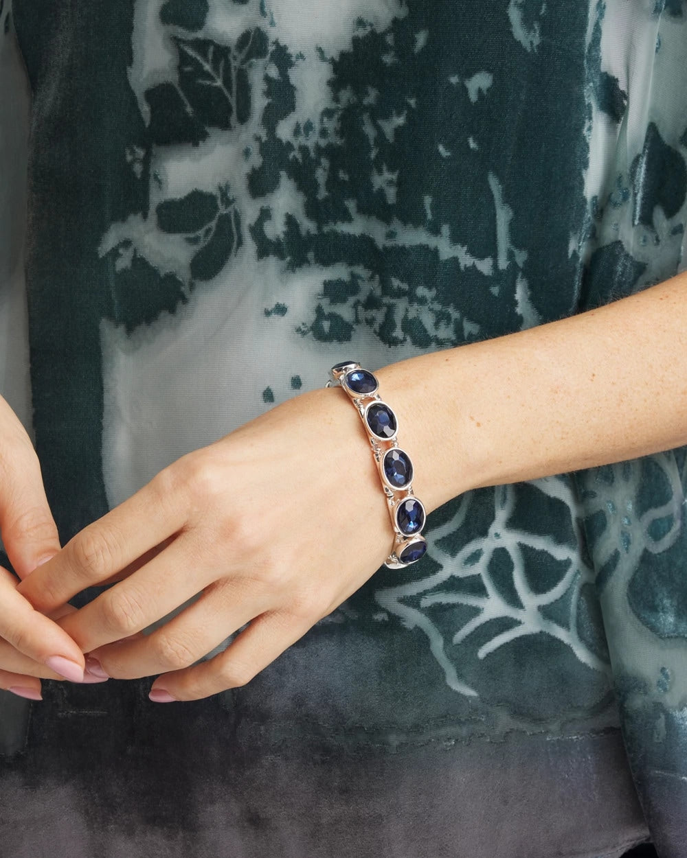 Chico's Large Faceted Gem Stretch Bracelet