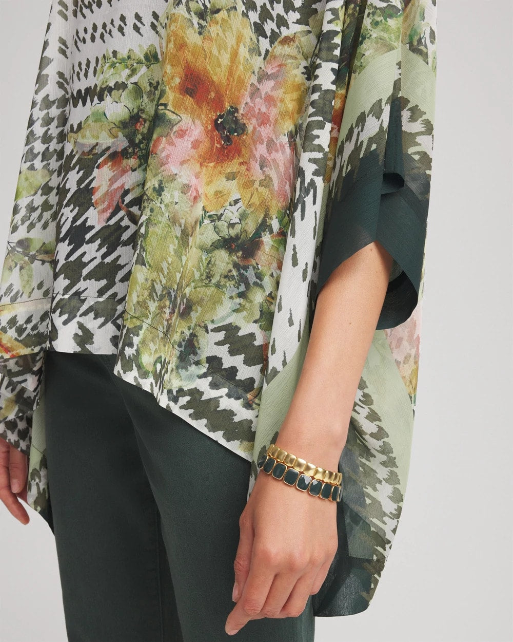 Chico's Printed Crinkle-Chiffon Pullover Poncho