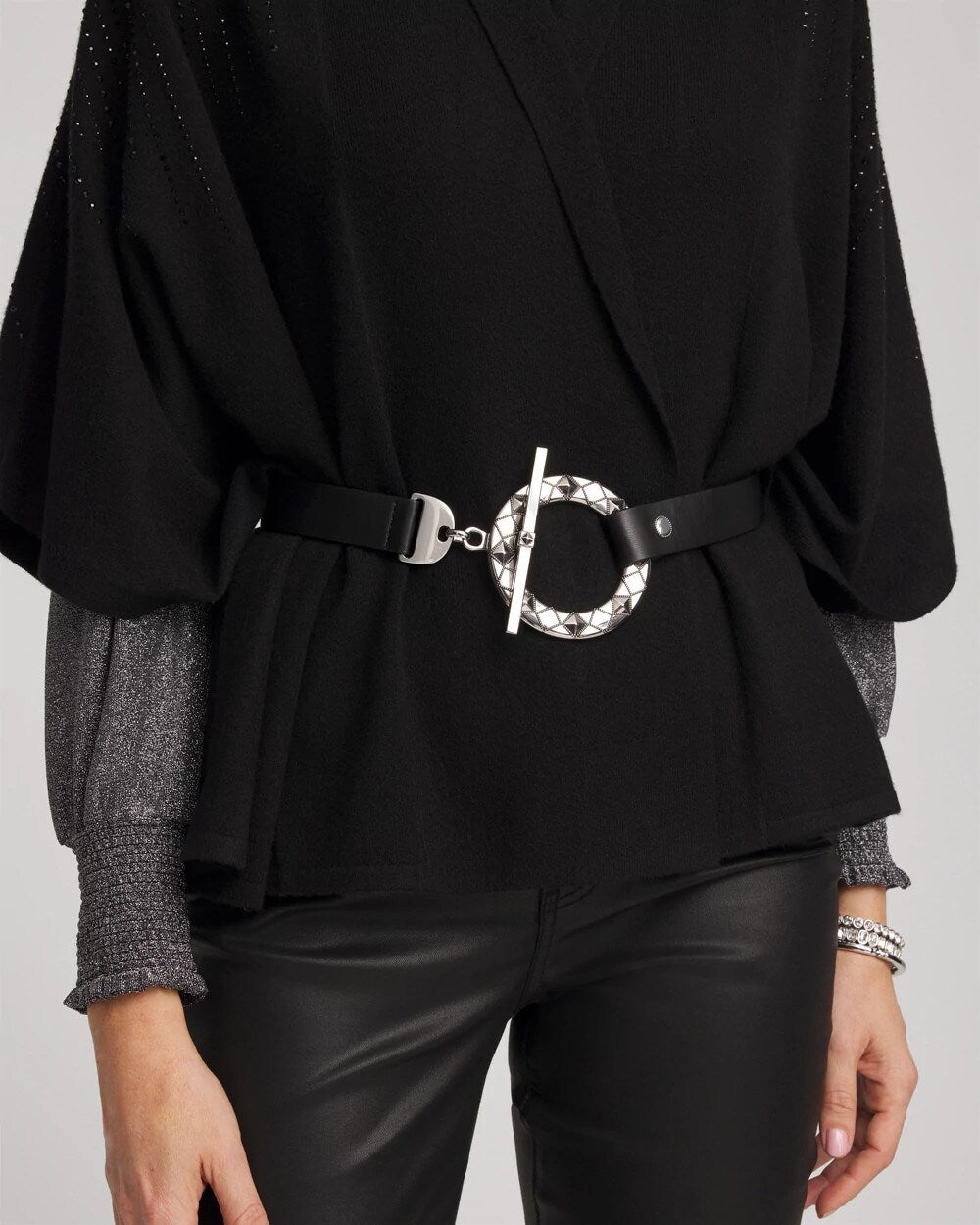 Chico's Silver Toggle Trouser Belt