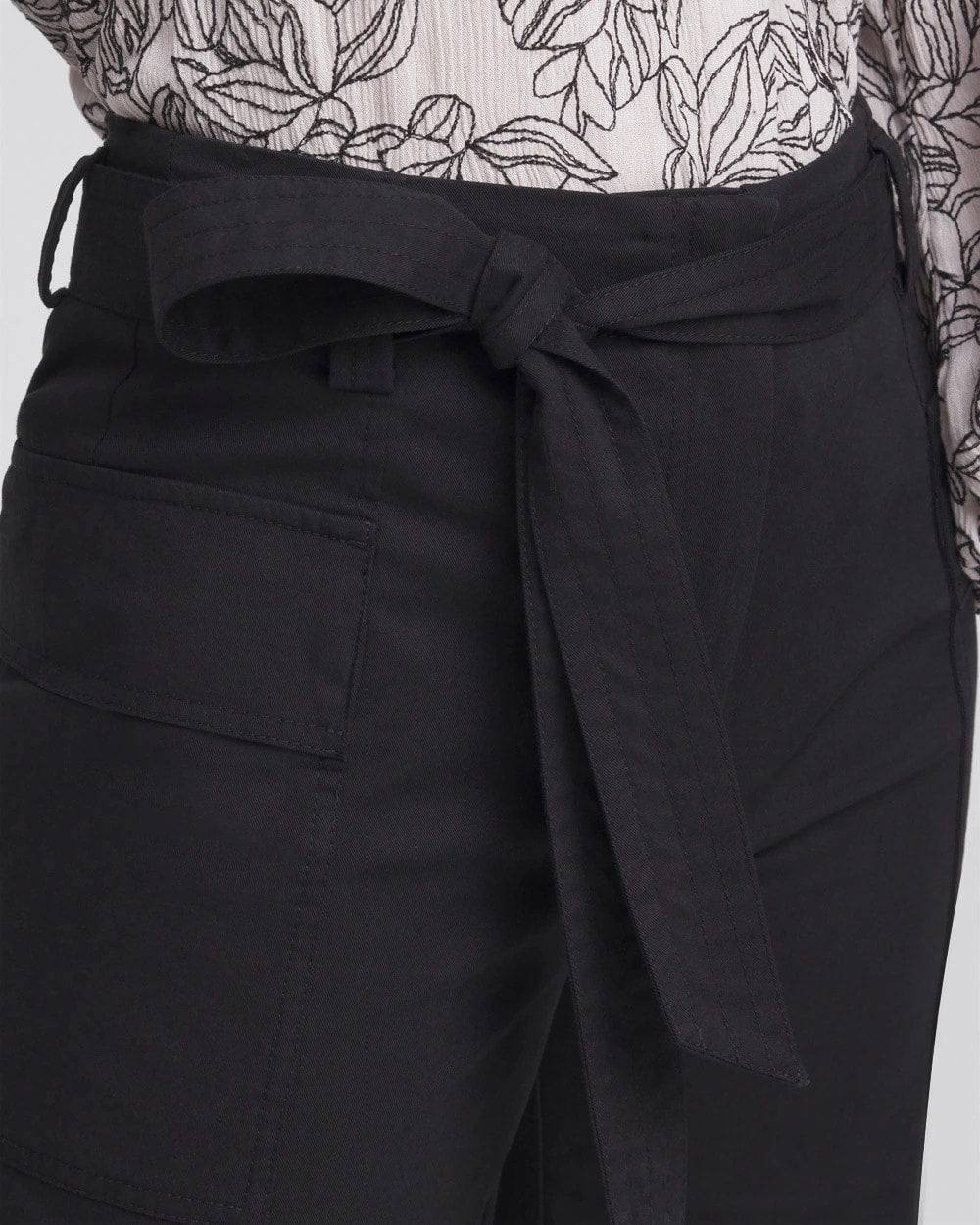 Chico's Petite Belted Twill Utility Cropped Pants